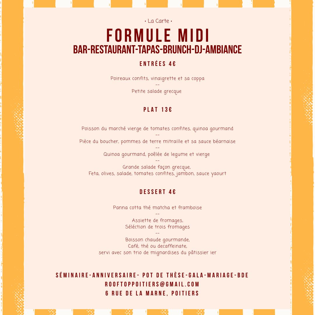 formule midi le rooftop poitiers